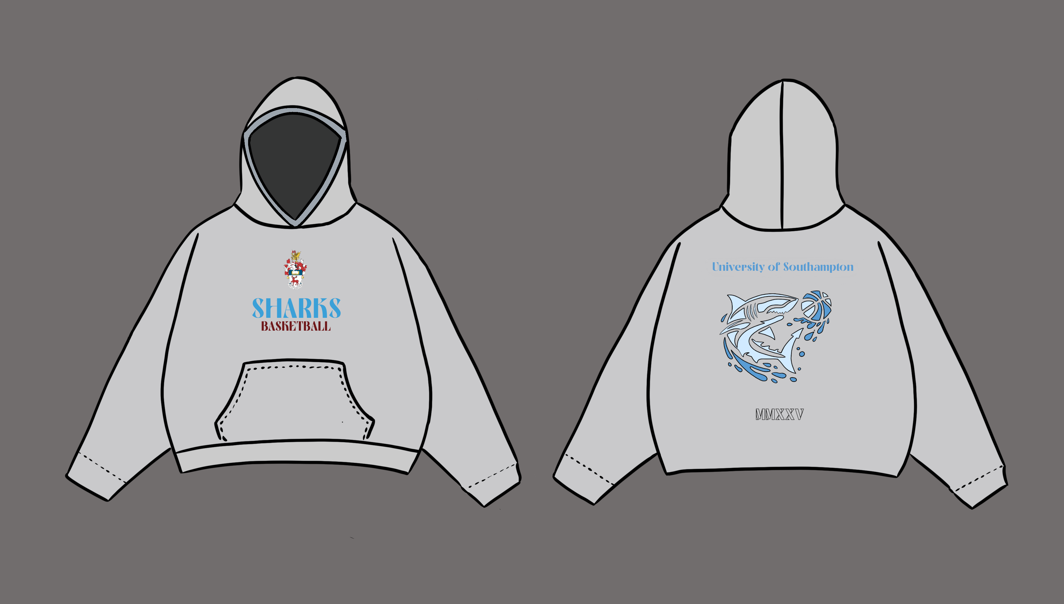 Grey Sharks Hoodie (Blue)